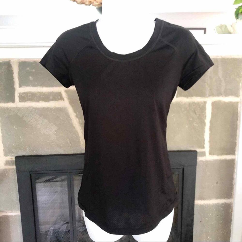 EXPRESS | Workout Top Black Open Back XS Short Sleeve Cutout Breathable